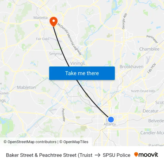 Baker Street & Peachtree Street (Truist to SPSU Police map