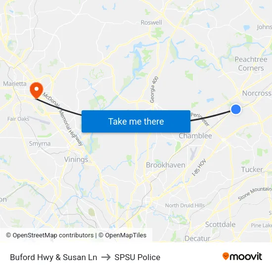 Buford Hwy & Susan Ln to SPSU Police map