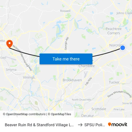 Beaver Ruin Rd & Standford Village Ln Ib to SPSU Police map