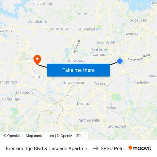 Breckinridge Blvd & Cascade Apartments to SPSU Police map