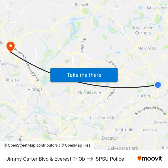 Jimmy Carter Blvd & Everest Tr Ob to SPSU Police map