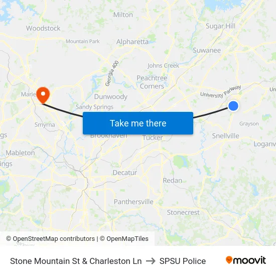 Stone Mountain St & Charleston Ln to SPSU Police map