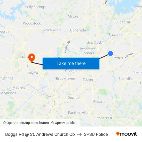 Boggs Rd @ St. Andrews Church Ob to SPSU Police map