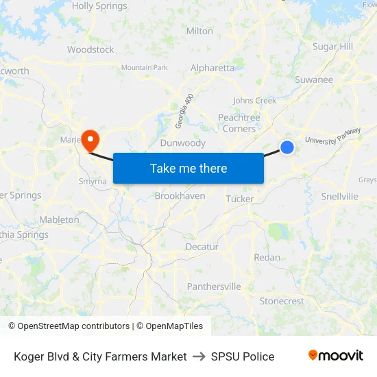 Koger Blvd & City Farmers Market to SPSU Police map