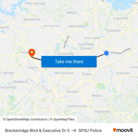 Breckinridge Blvd & Executive Dr S to SPSU Police map