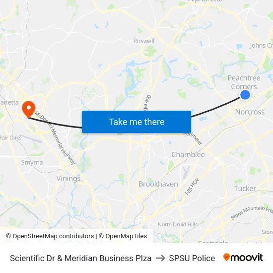 Scientific Dr & Meridian Business Plza to SPSU Police map