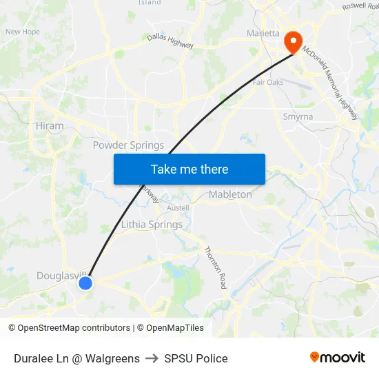 Duralee Ln @ Walgreens to SPSU Police map