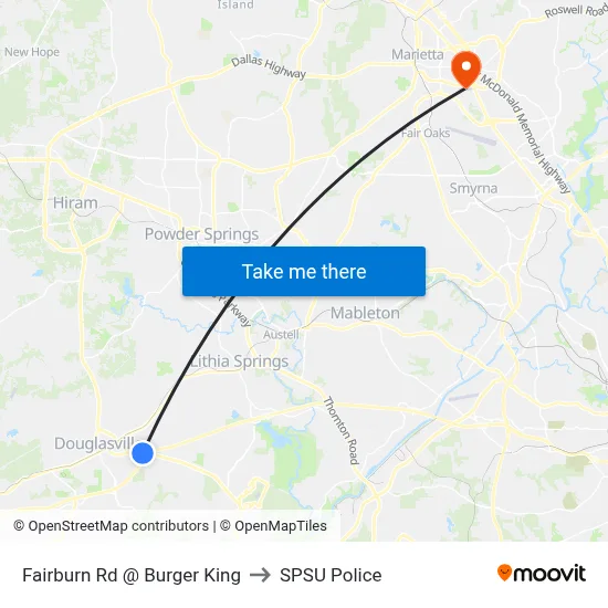 Fairburn Rd @ Burger King to SPSU Police map