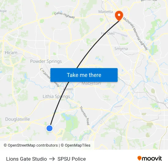 Lions Gate Studio to SPSU Police map