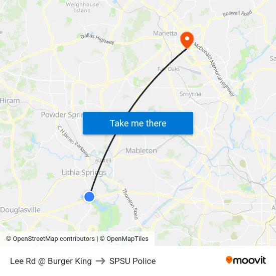 Lee Rd @ Burger King to SPSU Police map