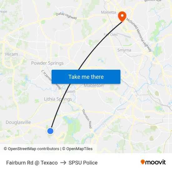 Fairburn Rd @ Texaco to SPSU Police map
