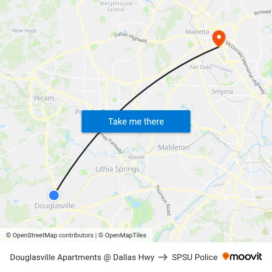 Douglasville Apartments @ Dallas Hwy to SPSU Police map