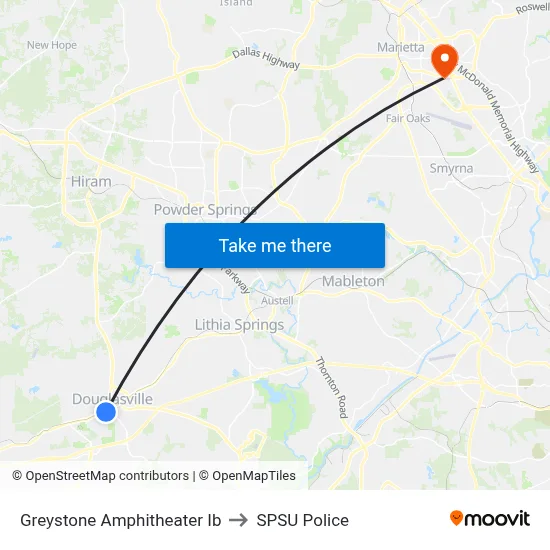 Greystone Amphitheater Ib to SPSU Police map