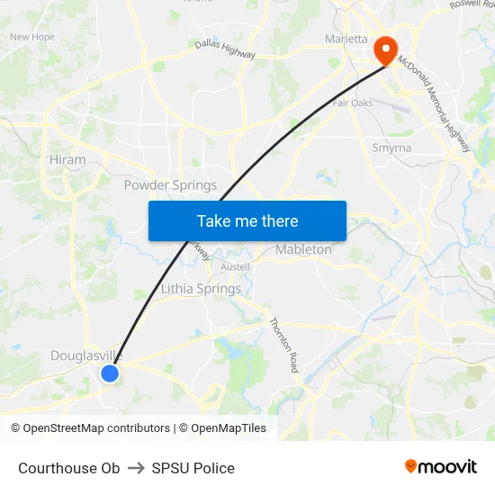 Courthouse Ob to SPSU Police map