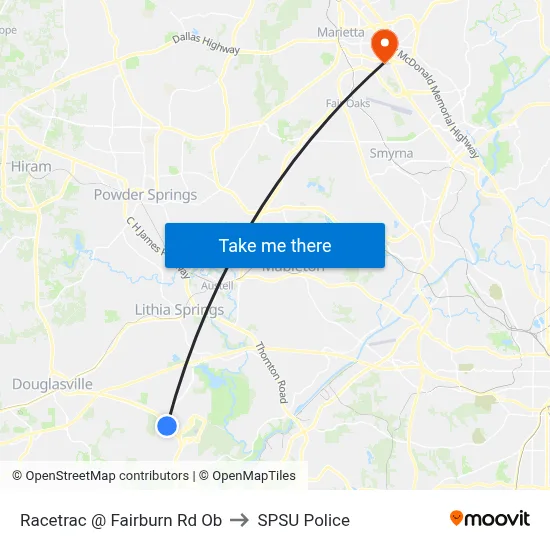 Racetrac @ Fairburn Rd Ob to SPSU Police map