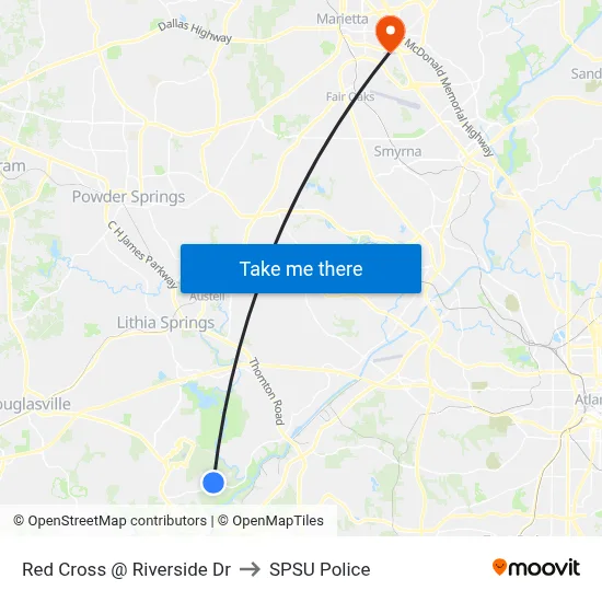 Red Cross @ Riverside Dr to SPSU Police map