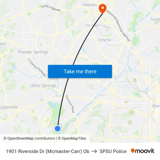 1901 Riverside Dr (Mcmaster-Carr) Ob to SPSU Police map