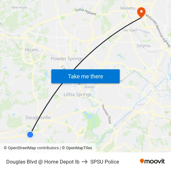 Douglas Blvd @ Home Depot Ib to SPSU Police map