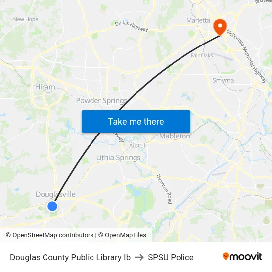Douglas County Public Library Ib to SPSU Police map