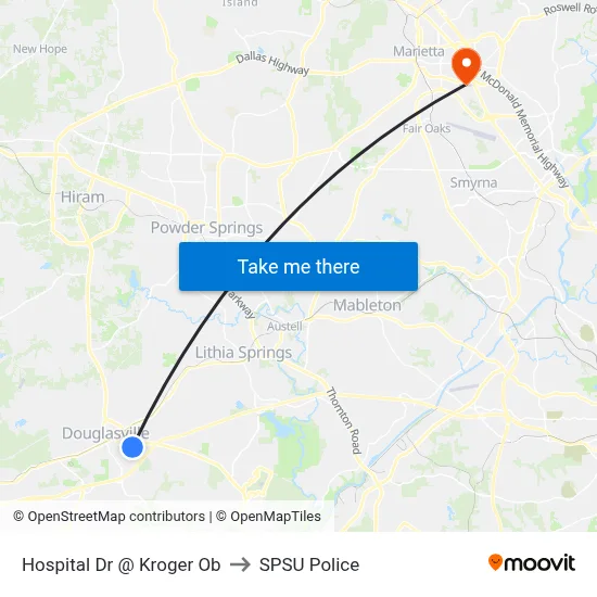 Hospital Dr @ Kroger Ob to SPSU Police map