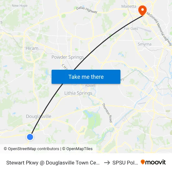 Stewart Pkwy @ Douglasville Town Center Ob to SPSU Police map