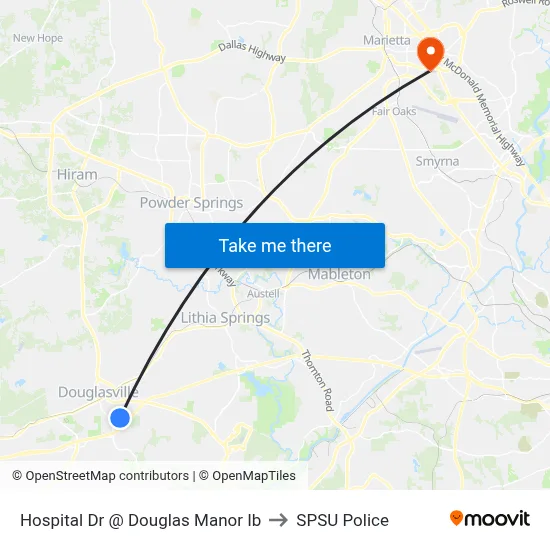 Hospital Dr @ Douglas Manor Ib to SPSU Police map