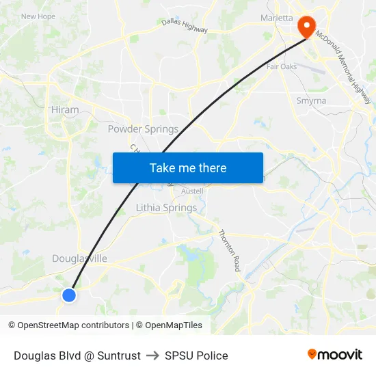 Douglas Blvd @ Suntrust to SPSU Police map