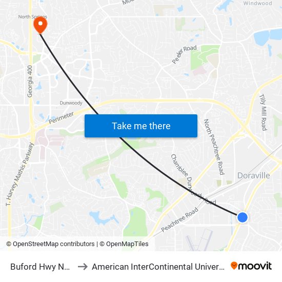 Buford Hwy NE @ 4995 to American InterContinental University Atlanta (AIU) map
