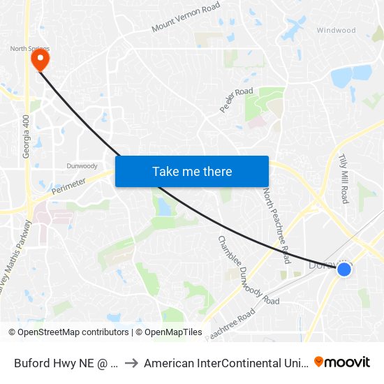 Buford Hwy NE @ Oakmont Ave to American InterContinental University Atlanta (AIU) map