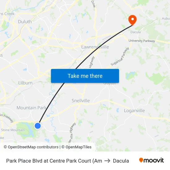 Park Place Blvd at Centre Park Court (Am to Dacula map
