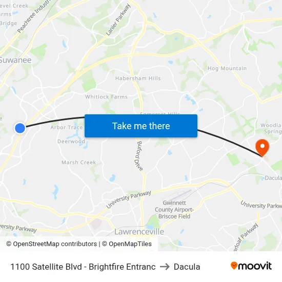 1100 Satellite Blvd - Brightfire Entranc to Dacula map