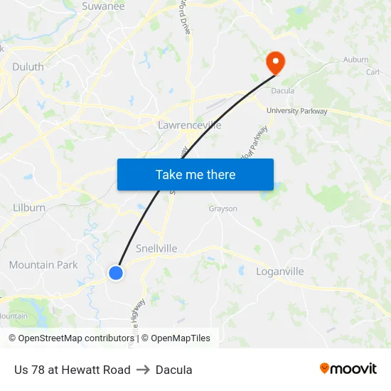 Us 78 at Hewatt Road to Dacula map