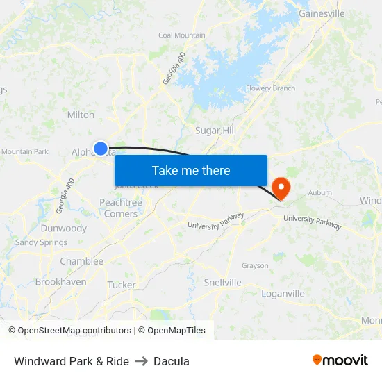 Windward Park & Ride to Dacula map