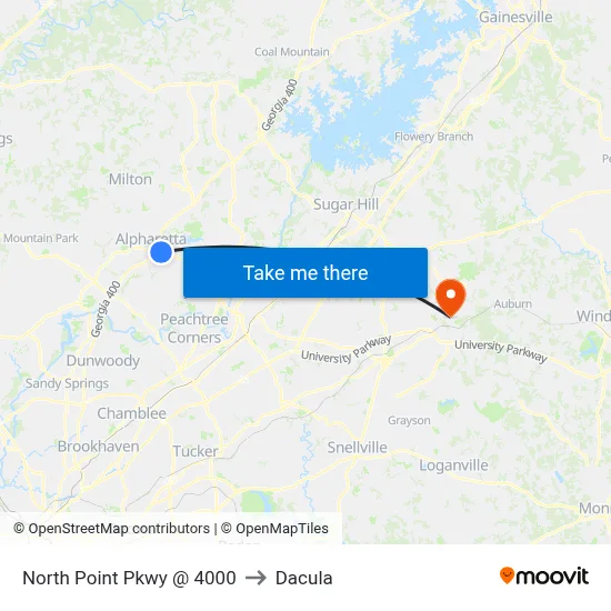 North Point Pkwy @ 4000 to Dacula map