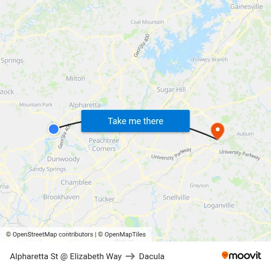 Alpharetta St @ Elizabeth Way to Dacula map