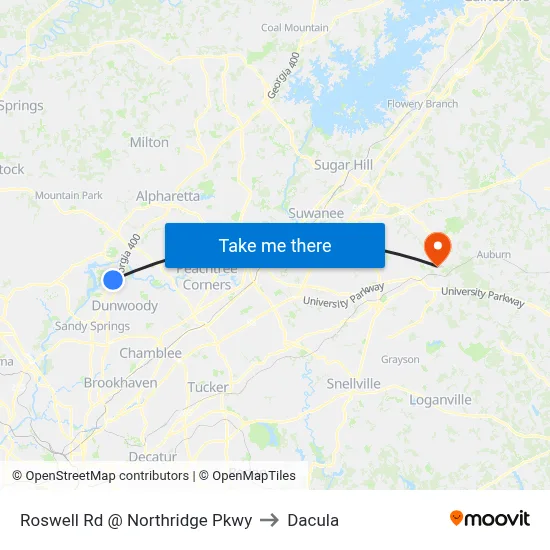 Roswell Rd @ Northridge Pkwy to Dacula map
