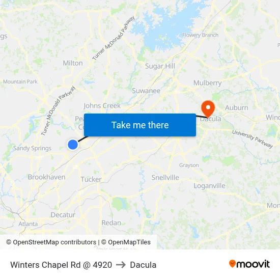 Winters Chapel Rd @ 4920 to Dacula map