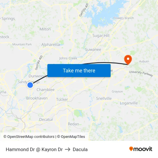 Hammond Dr @ Kayron Dr to Dacula map
