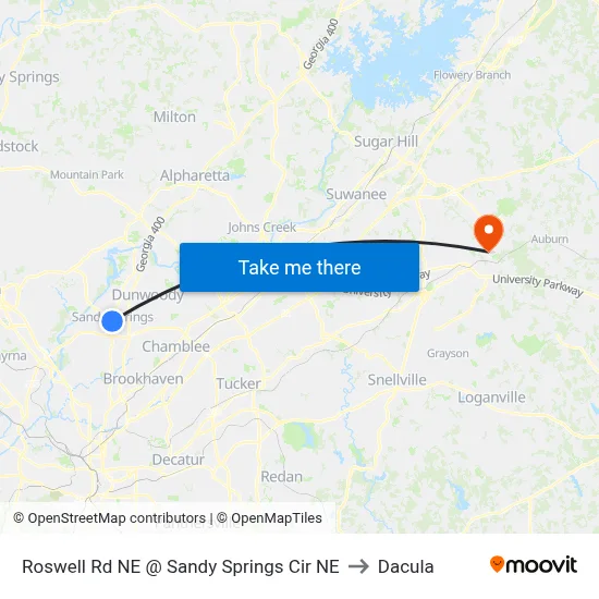 Roswell Rd NE @ Sandy Springs Cir NE to Dacula map