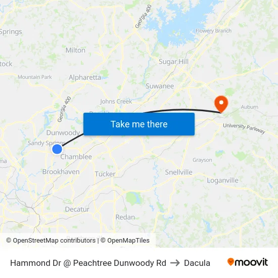 Hammond Dr @ Peachtree Dunwoody Rd to Dacula map