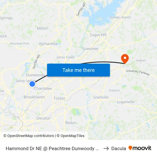 Hammond Dr NE @ Peachtree Dunwoody Rd to Dacula map