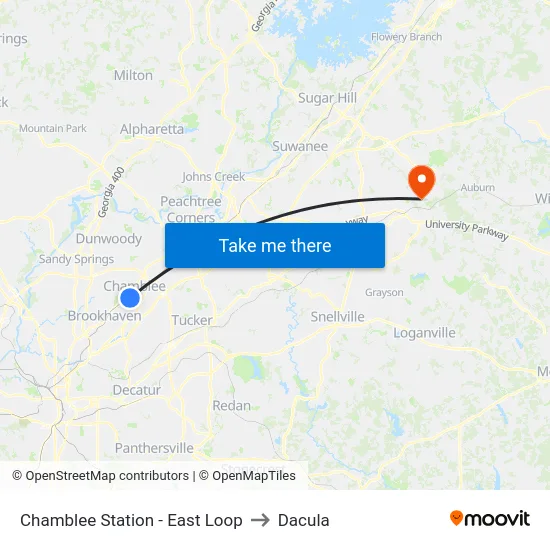 Chamblee Station - East Loop to Dacula map