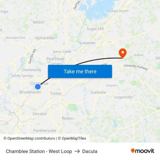 Chamblee Station - West Loop to Dacula map