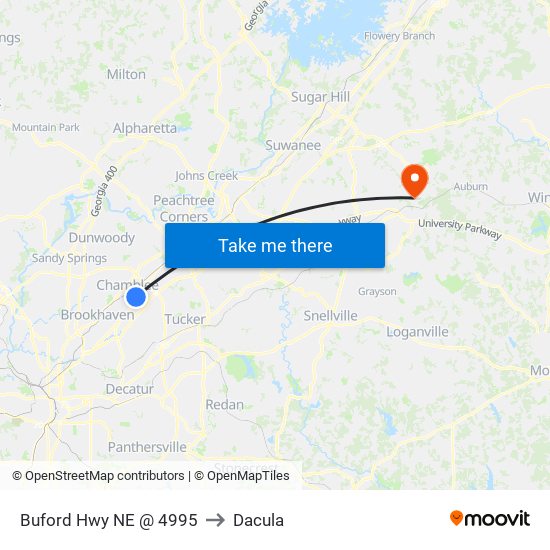 Buford Hwy NE @ 4995 to Dacula map