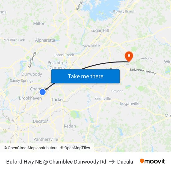 Buford Hwy NE @ Chamblee Dunwoody Rd to Dacula map