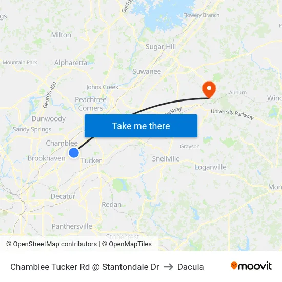 Chamblee Tucker Rd @ Stantondale Dr to Dacula map