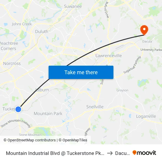 Mountain Industrial Blvd @ Tuckerstone Pkwy to Dacula map