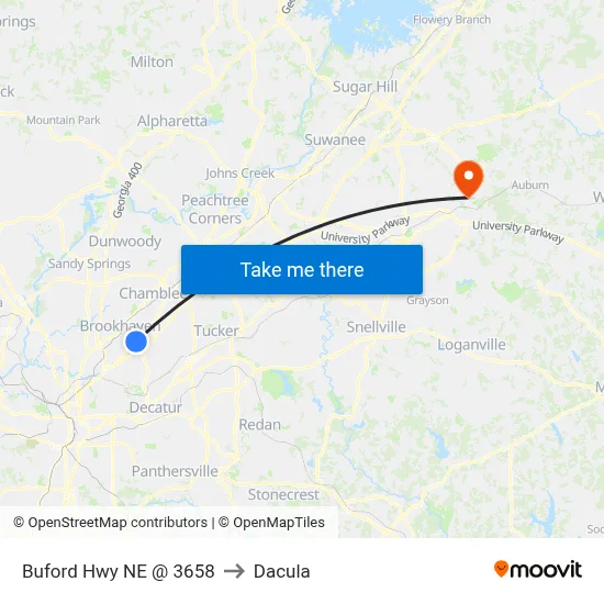 Buford Hwy NE @ 3658 to Dacula map