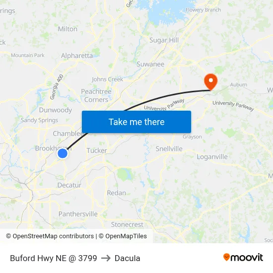 Buford Hwy NE @ 3799 to Dacula map