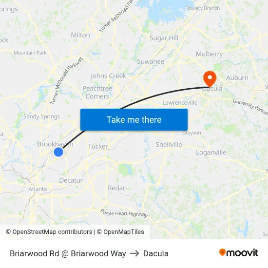 Briarwood Rd @ Briarwood Way to Dacula map
